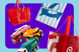 target reusable bags beach towel toy trucks