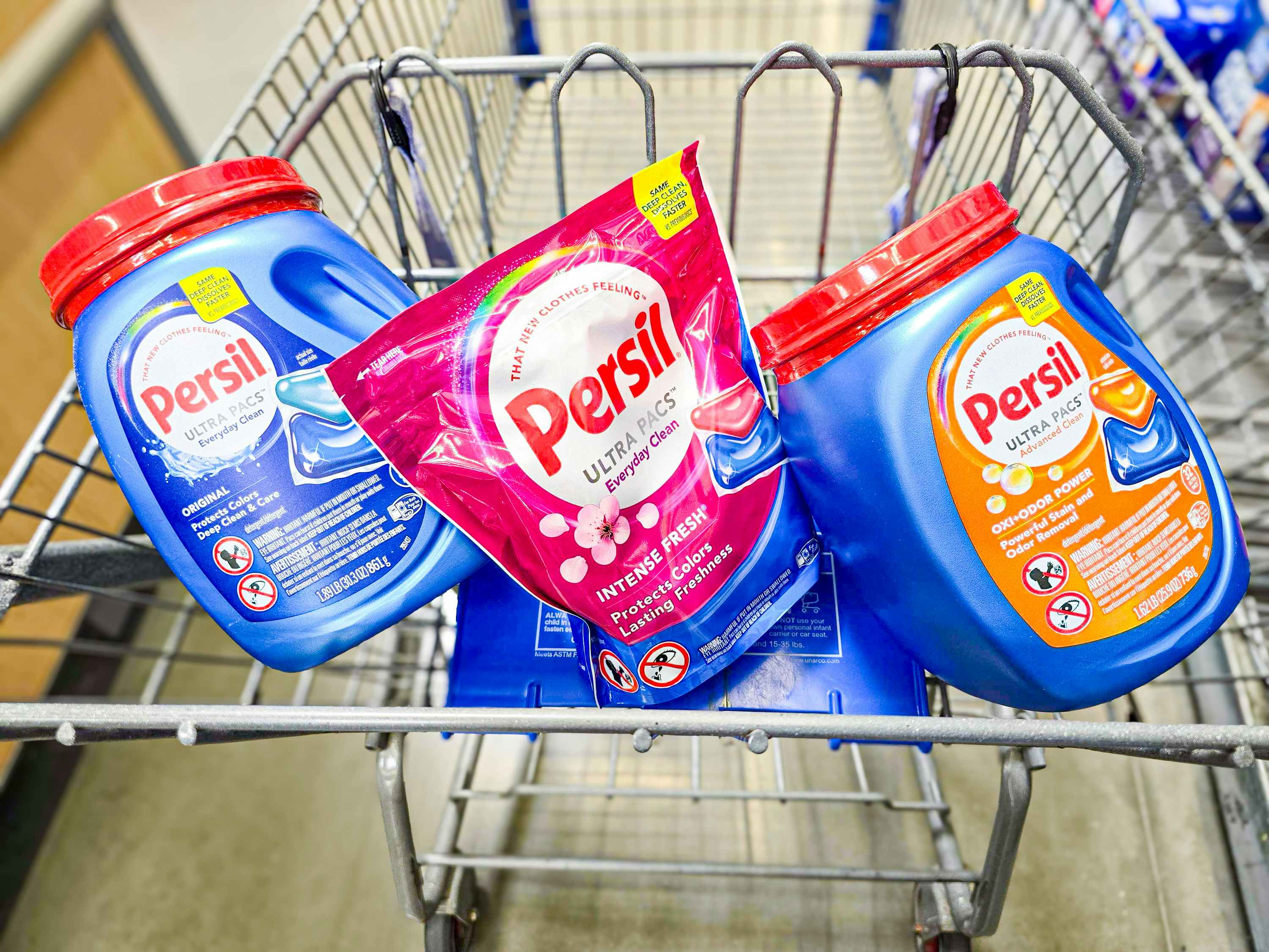 three persil ultra pacs in walmart cart