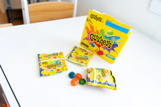gushers mini pouches on a table