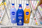 Nivea body lotions in a shopping cart
