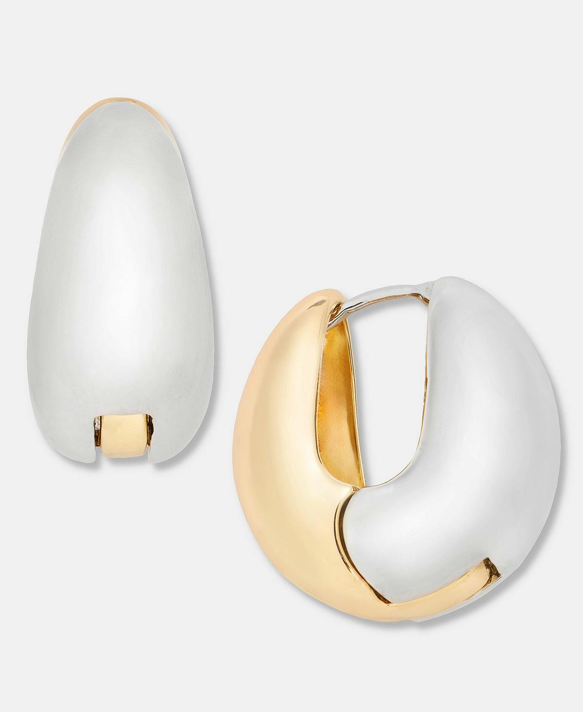 Two-Tone Small Hoop Earrings