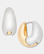 Two-Tone Small Hoop Earrings