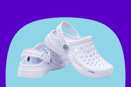 pair of joybees kids white clogs