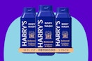 Harry's Men's Body Wash - Redwood - (3 Pack) 18 fl oz  on a blue background.