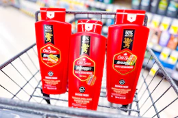 3 old spice body washes in a cart