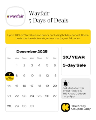 Wayfair 5 Days of Deals Dates dec 2025