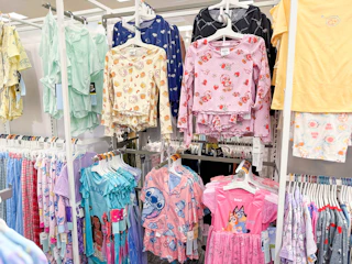 kids's pajama sets sitting on a target shelf