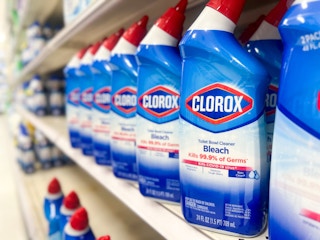 Clorox toilet bowl cleaner bottles on a store shelf
