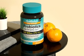 NewRhythm Probiotics on a table