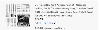 Grill set Amazon receipt