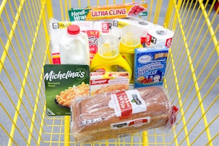 home alone shopping cart at dollar general