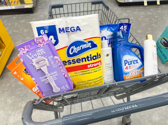 gillette venus charmin purex dove in walgreens cart