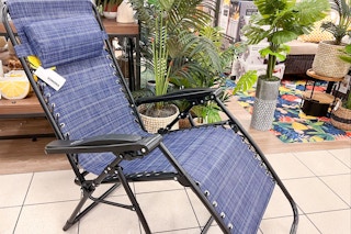 A Sonoma Goods For Life anti-gravity patio chair on display at Kohls