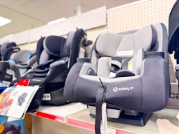 safety 1st car seats sitting on a target shelf