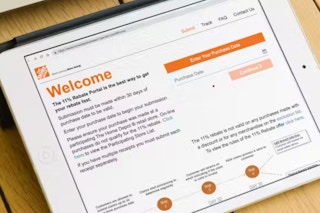 a ipad with the home depot rebate on screen