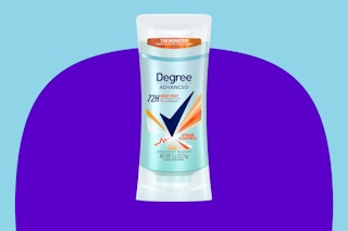 Degree Antiperspirant Deodorant Stress Control 72-Hour on a blue background.