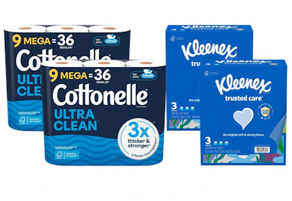 2 Cottonelle + 2 Kleenex