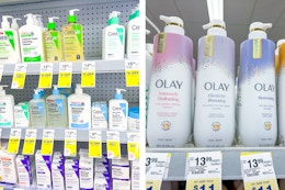 collage with cerave and olay products walgreens