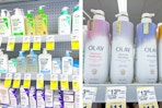 collage with cerave and olay products walgreens