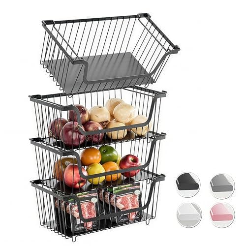 Stackable Wire Baskets 4-Pack