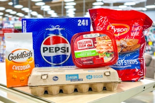 kroger 5x digital coupon deals groceries on store shelf