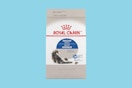 a package of cat food on a blue background