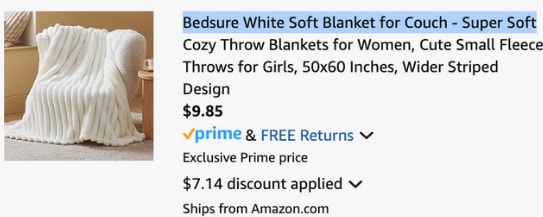 Bedsure white throw blanket cart
