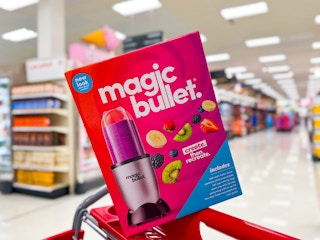 magic bullet blender set sitting on a target cart