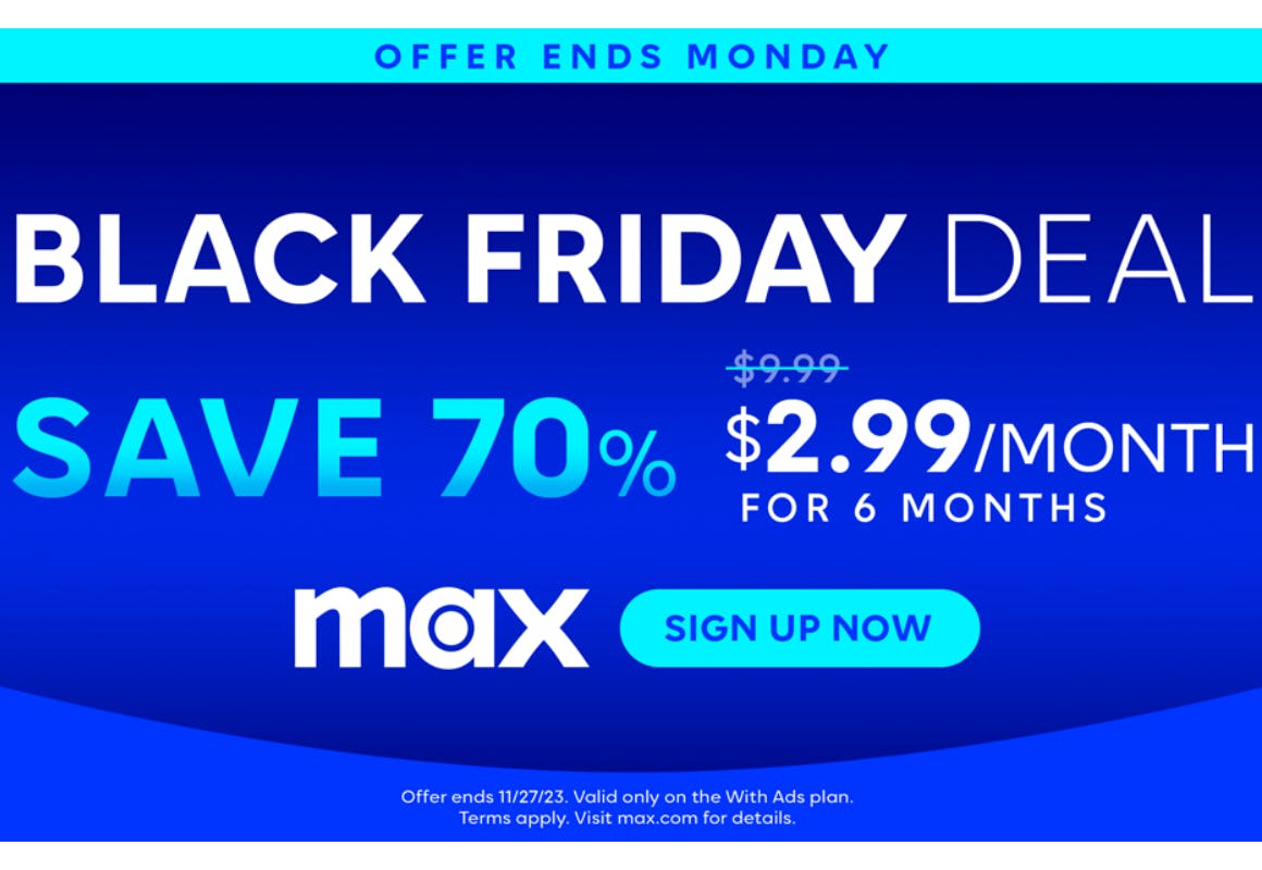 greenscreen HBO MAX BLACK FRIDAY DEAL! Insane black friday deal on hb, Black  Friday Discount