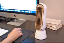 Cascade fan on work desk