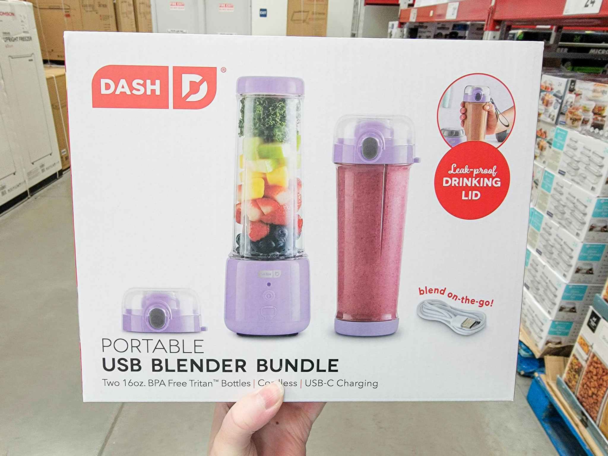 Dash Aqua Portable USB Bottle Blender with Travel Lid by World Market