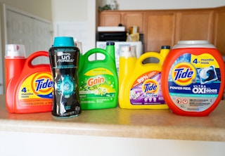 P&G laundry products on counter