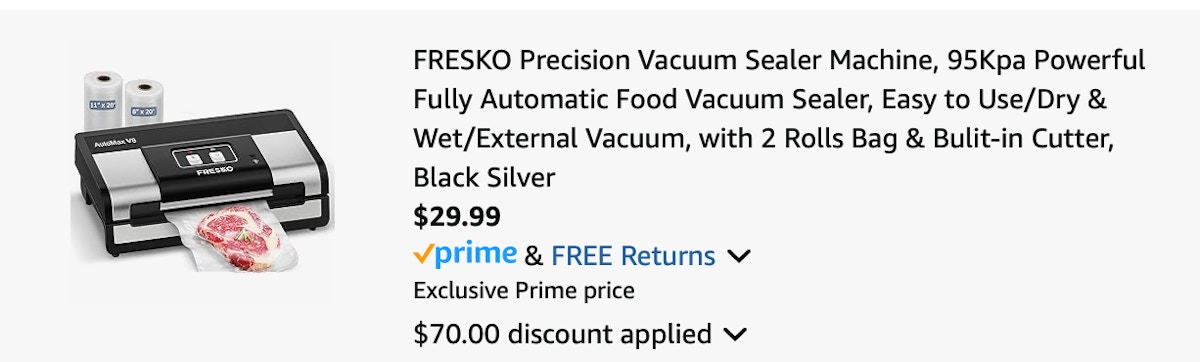 Vacuum sealer Amazon receipt