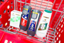 dove fifa body wash in a red shopping cart