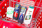 dove fifa body wash in a red shopping cart