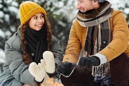 a couple wearing scarves