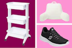 Storage, backrest pillow and Skechers shoes from Target