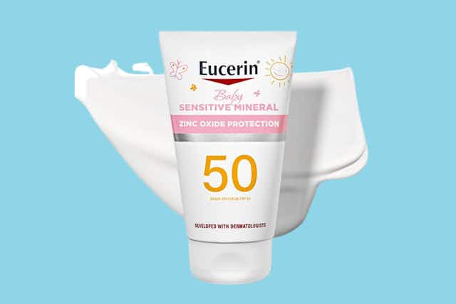 Eucerin Baby Sensitive Mineral Sunscreen, Now $5.76 on Amazon card image