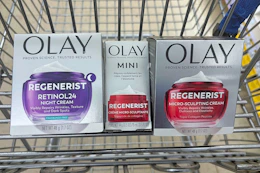 olay regenerist moisturizers in a shopping cart