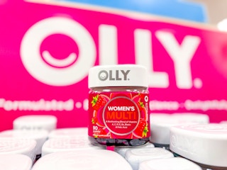 Olly Women's Health Gummies in Walmart store in front of signage