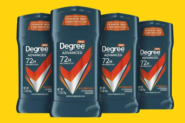 Degree Men Antiperspirant Deodorant 4-Pack, as Low as $7.78 on Amazon card image