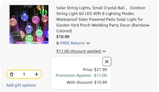 string lights Amazon receipt