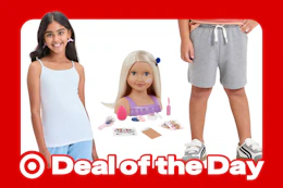 kids' tank top, OG doll styling head, and toddler shorts