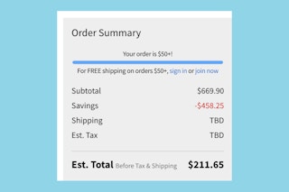 A screenshot of pricing on a blue background