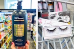 collage image of tresemme shampoo and kiss false eyelashes