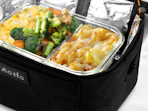 a container with food in a portable food warmer