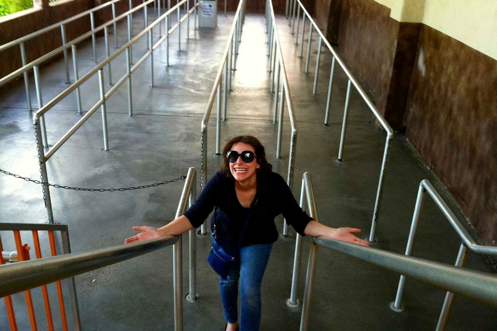 A person walking up a flight of stairs.
