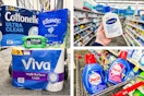 collage image of persil detergent, cetaphil cleanser, and viva, cottonelle, and kleenex products