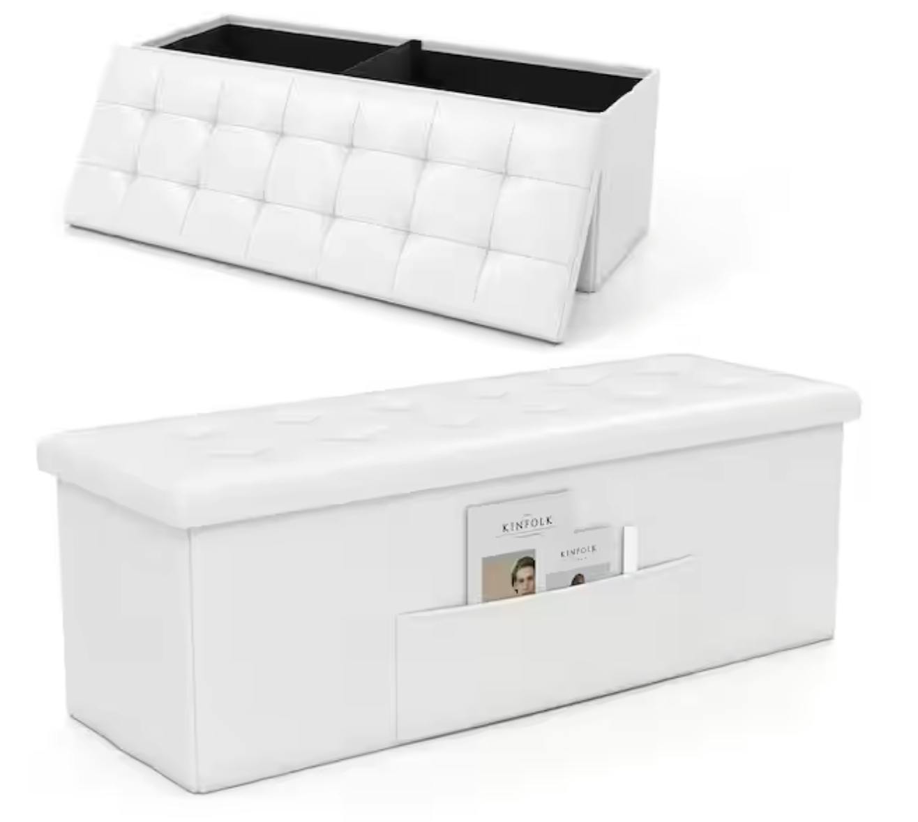 Faux Leather Storage Ottoman