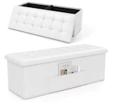 Faux Leather Storage Ottoman